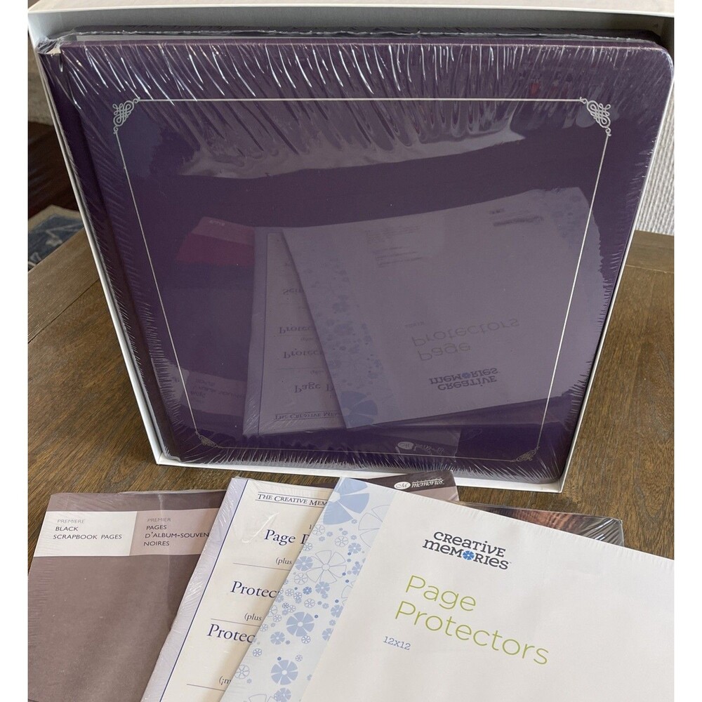 NEW Creative Memories 12x12 Album Purple Scrapbook Silver Trim Pages Protectors